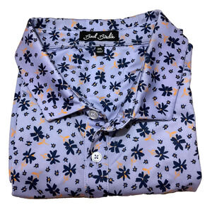 Bad Birdie Core Performance AOP Golf Polo Shirt Men XL Purple Floral Performance